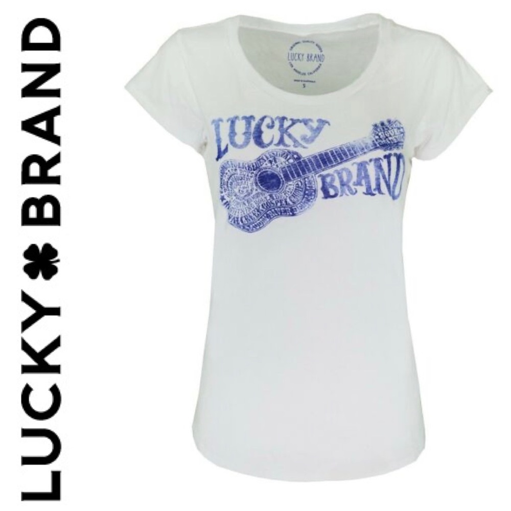 LUCKY BRAND bluegrass guitar tee SMALL NWT